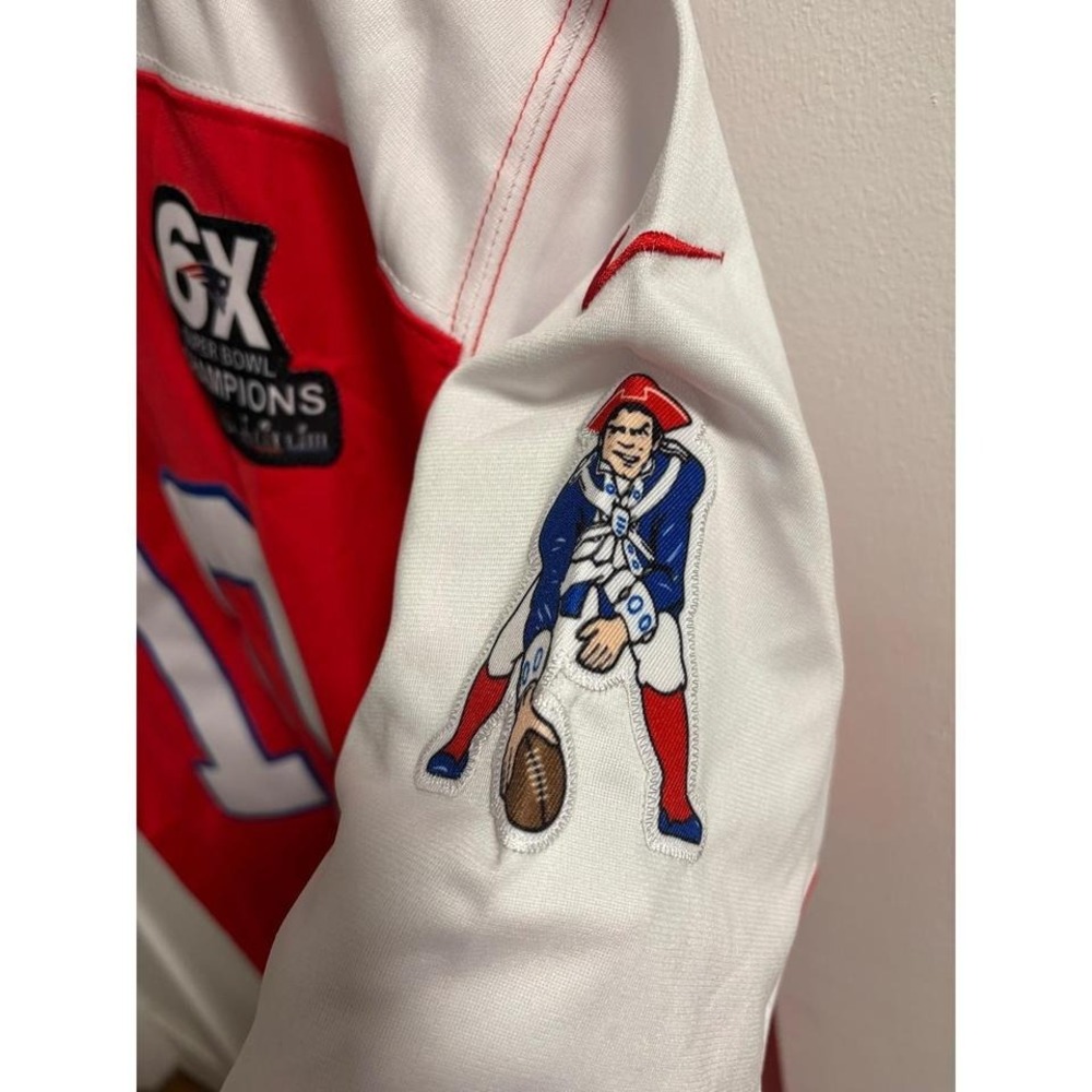 Nike New England Patriots Drake Maye 10 Jersey Super Bowl Patch Red Mens XXL - Picture 3 of 5